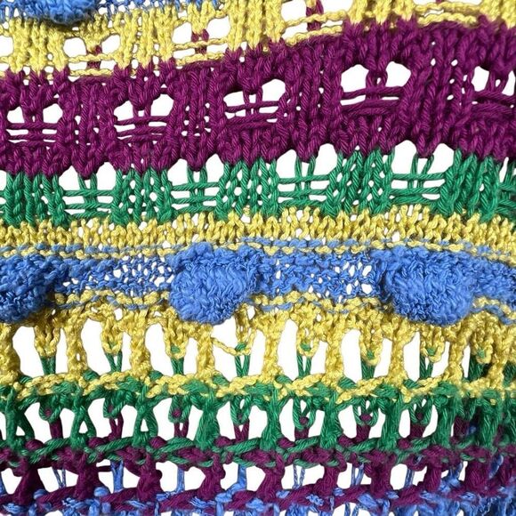 Zara Knit Multicolor Open Weave Short Sleeve Sweater Top Size M (351) - Picture 8 of 12